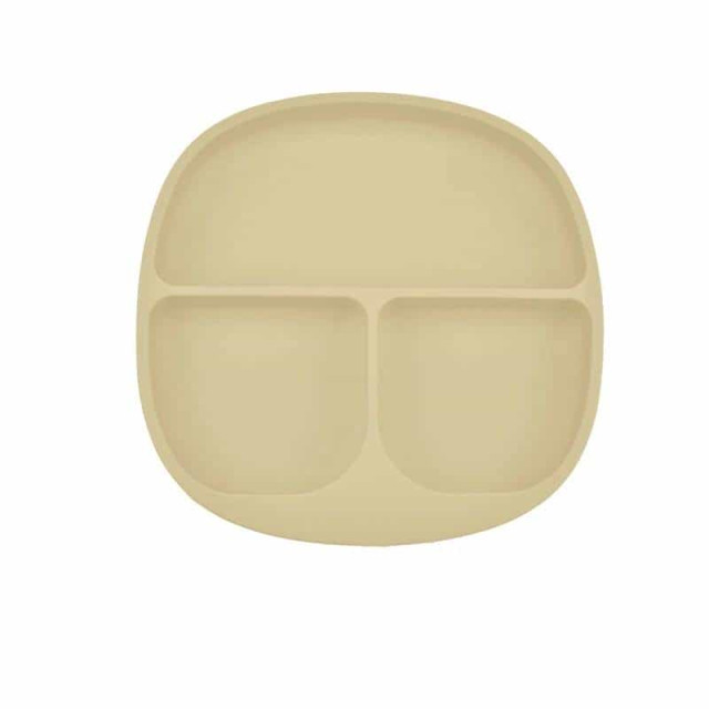 Тарілка дитяча силіконова секційна на присосці квадратна pastel-yellow жовта
